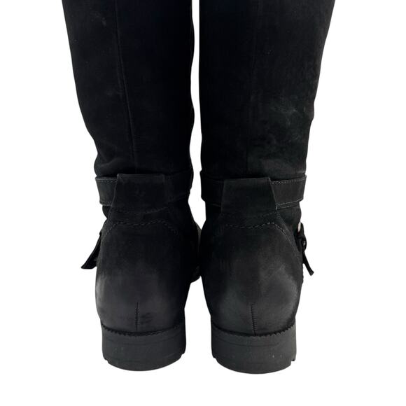 Hotter Comfort Concept Belle Black Nubuck Leather Knee High Moto Riding Boots - Picture 11 of 15